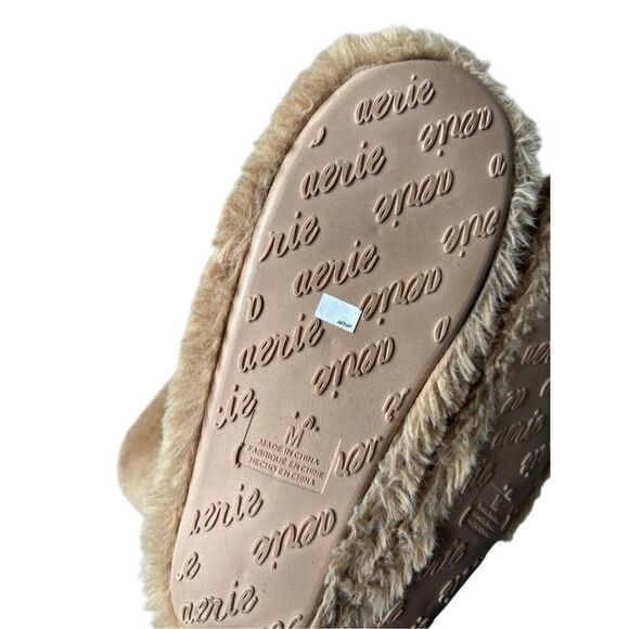 Aerie AEO Bootie Faux Fur Slipper Size M Tan Ankle - Picture 7 of 7